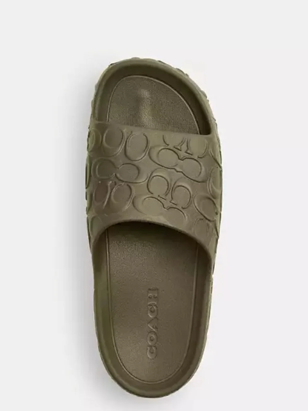 Coach Olive Green Embossed Logo Slide